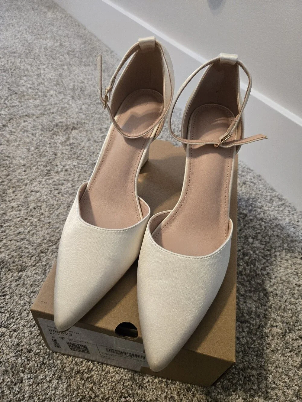 Women’s Ivory Ankle-Strap Heels with Gold Accent